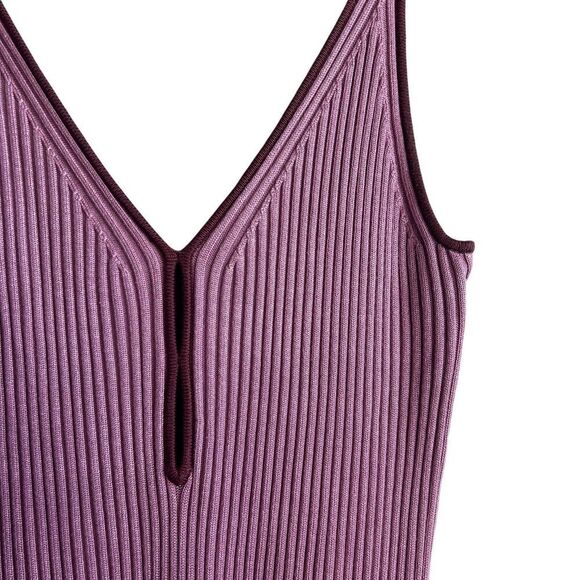 ABERCROMBIE & FITCH MIDI DRESS WOMENS XL PINK Ribbed Bare Keyhole Leg Slit $90 - Picture 5 of 8